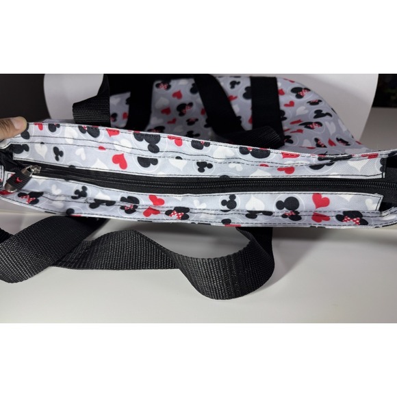 Disney Mickey & Minnie Zip Top Iconic Print Heart Travel Tote Bag - Picture 14 of 14